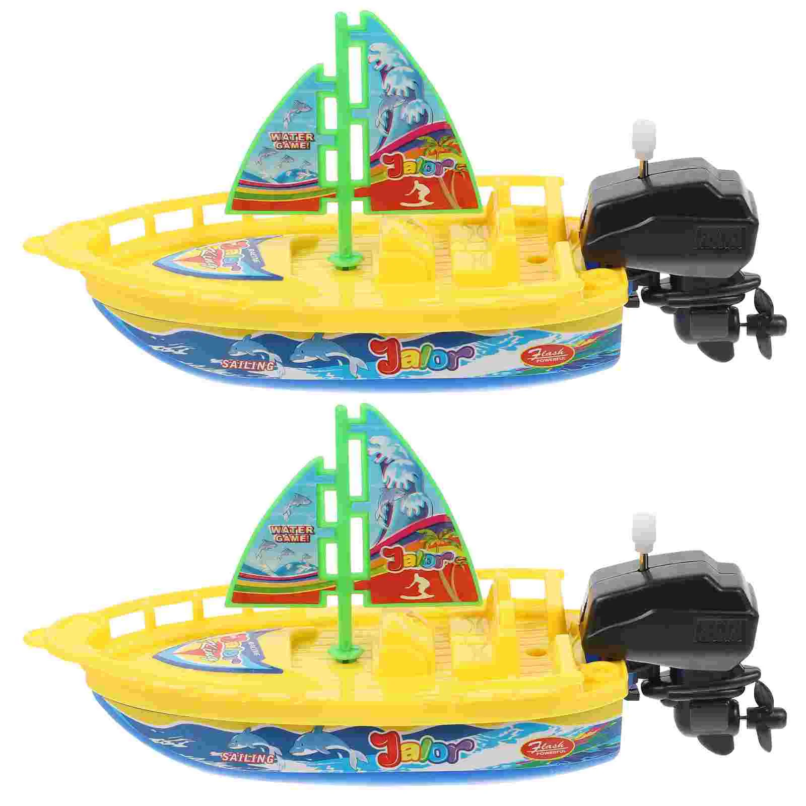 Boat Wind up Toy Bath Toys Baby Shower Clockwork Water Yellow Little Shape Wind-up