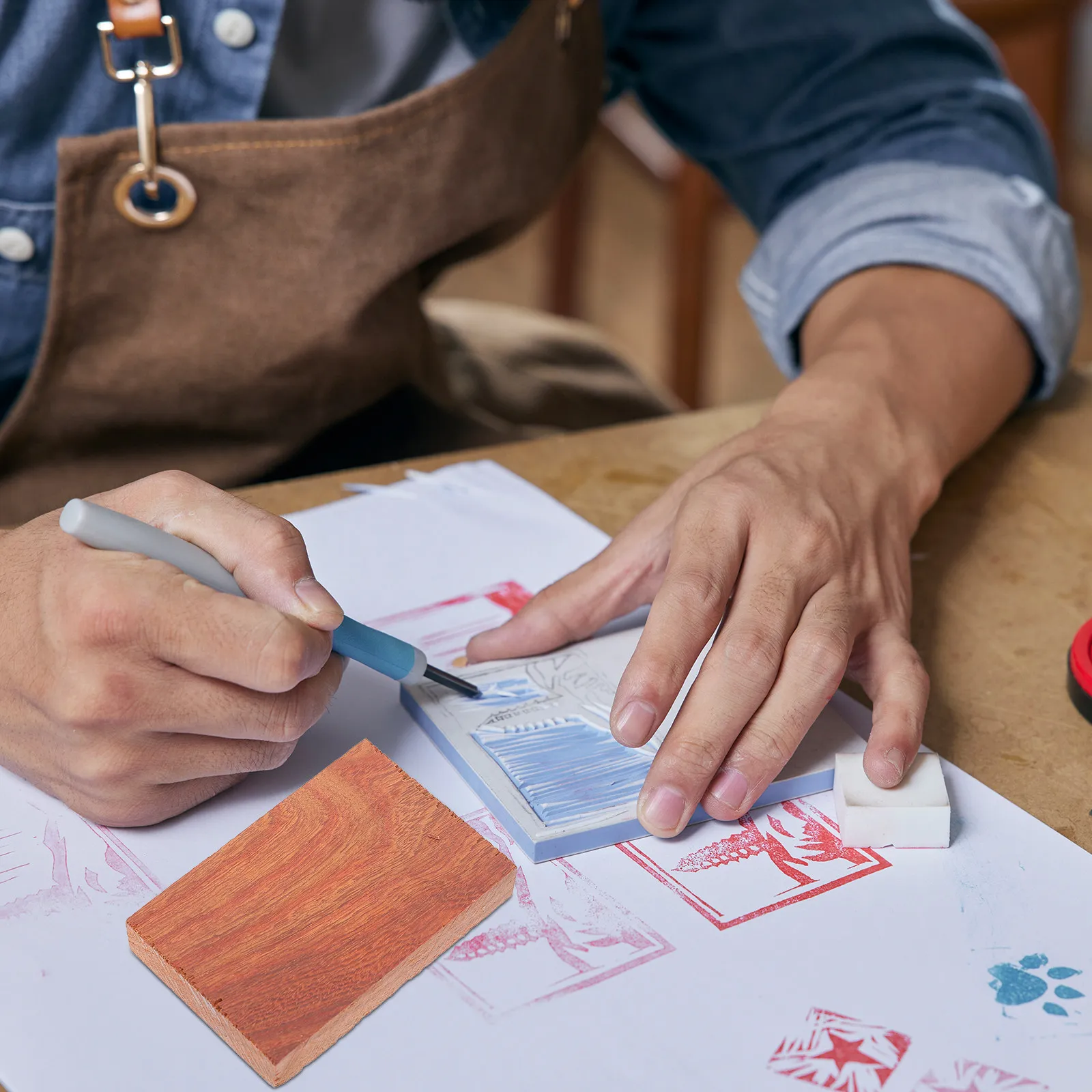

5Pcs Premium Rosewood Blank Blocks Unfinished DIY Wooden Craft Plate for Handmade Ring Making Carving Art Projects Home Shop