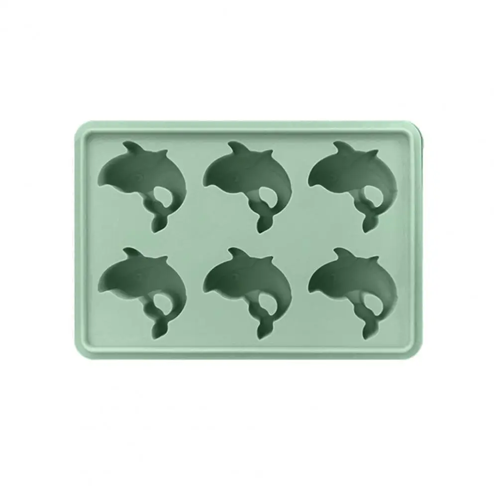 Cleanable Ice Cube Maker Dolphin-shaped Silicone Ice Tray with Lid for Cocktails Whiskey Bpa-free 6-cavity Mold for Men Cute Ice