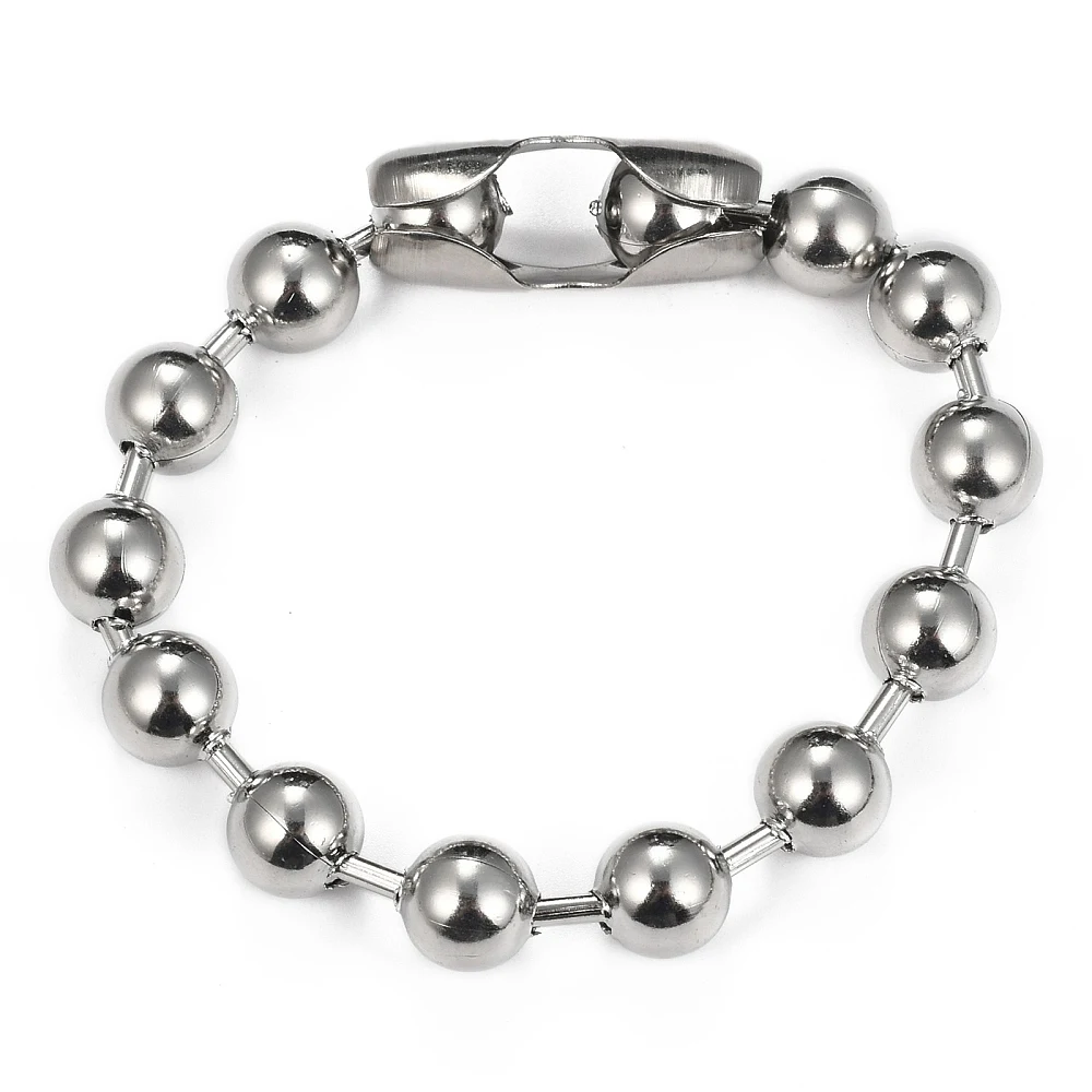 304 Stainless Steel Ball Chain Bracelets Tag Chain Stainless Steel Color 8-1/2 inch(21.5cm) 10mm