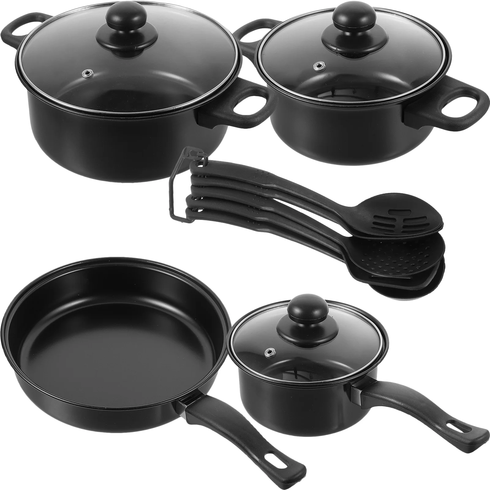 

7 Pcs Griddle Pan Kitchen Appliances Soup Pots and Pans 2000X2000X500CM Black Cast Iron Travel