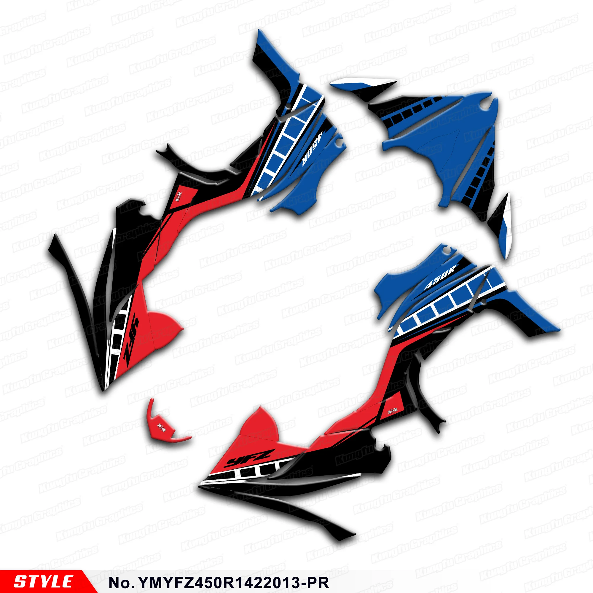 

JY RACING Sticker Sheet Wrapping for YAMAH YFZ450R YFZ 450R 14 15 16 17 18 19 20 21 22 2023 2024 2025, YMYFZ450R1422013-PR