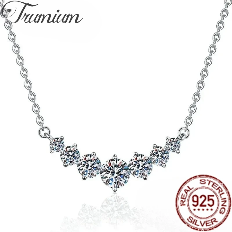 

Trumium 1.7ct Moissanite Necklace For Woman 925 Sterling Sliver Choker Princess Wedding Pendant Fine Jewely With Certificates