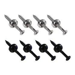 FLEOR 4pcs Metal Guitar Neck Joint Ferrules Neck Screw Bushings with Screws for Guitar Bass Parts, Chrome/Black Choose