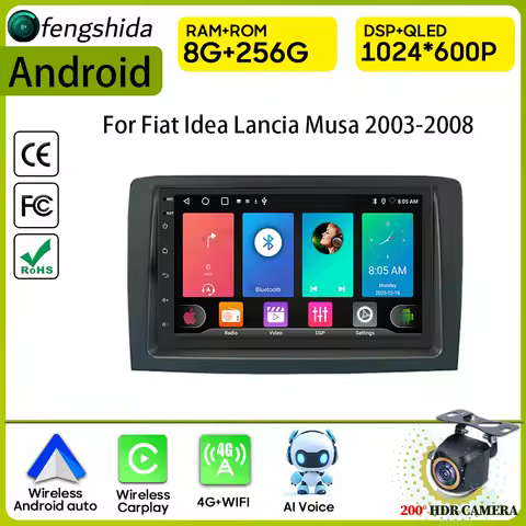 Car Radio Carplay For Fiat Idea Lancia Musa 2003-2008 Navigation GPS Android Auto Multimedia Player Wifi Bluetooth Video Display