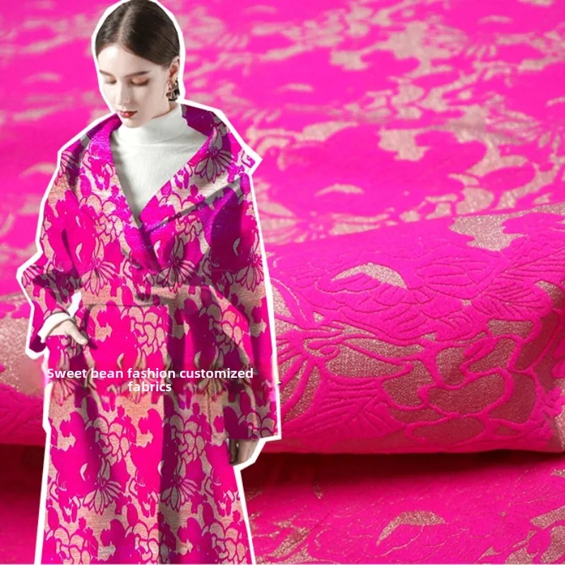 

Gold Brocade Jacquard Fabric Embossed Suede Dress Blazer Garment European Brand Fashion Design Diy Sewing Cloth By Meter