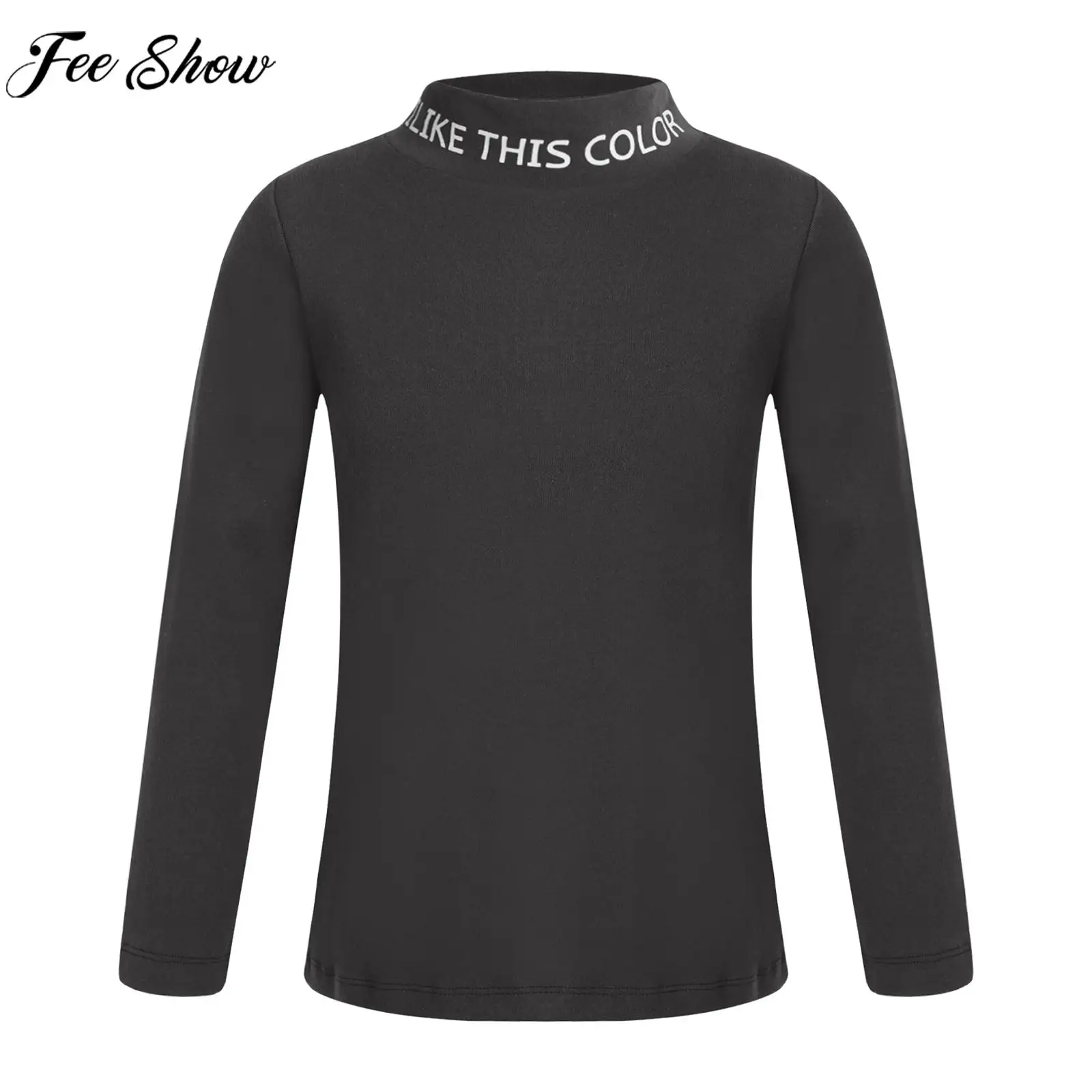 

Children Girls Casual Solid T-shirt Long Sleeve High Collar Thermal Underwear Tops Warmer Bottoming Shirt Loungewear Daily Wear