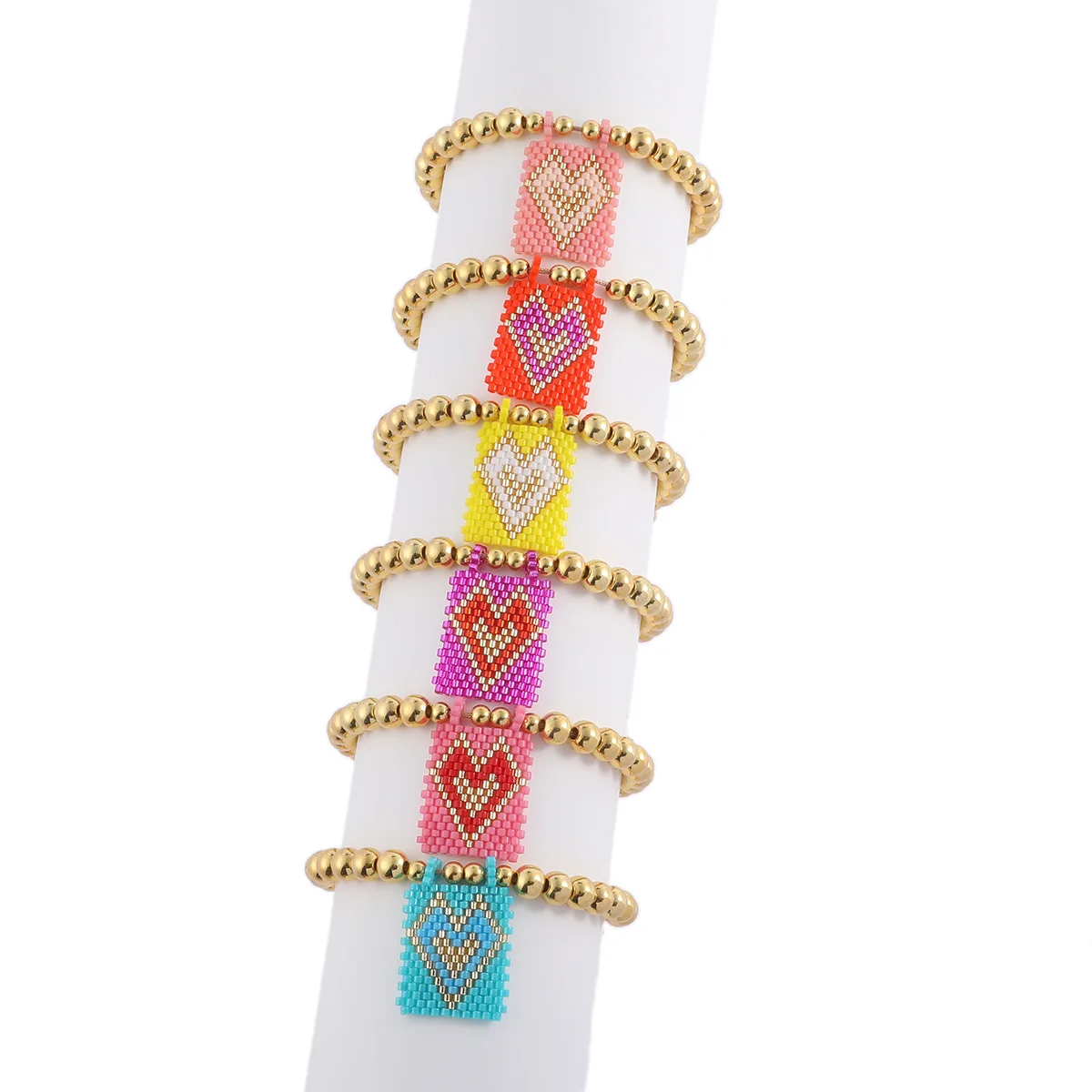 5 STKS, Nieuwe mode miyuki hart armbanden Zoetwaterparel Armbanden koper 18 k vergulde sieraden voor vrouwen gift