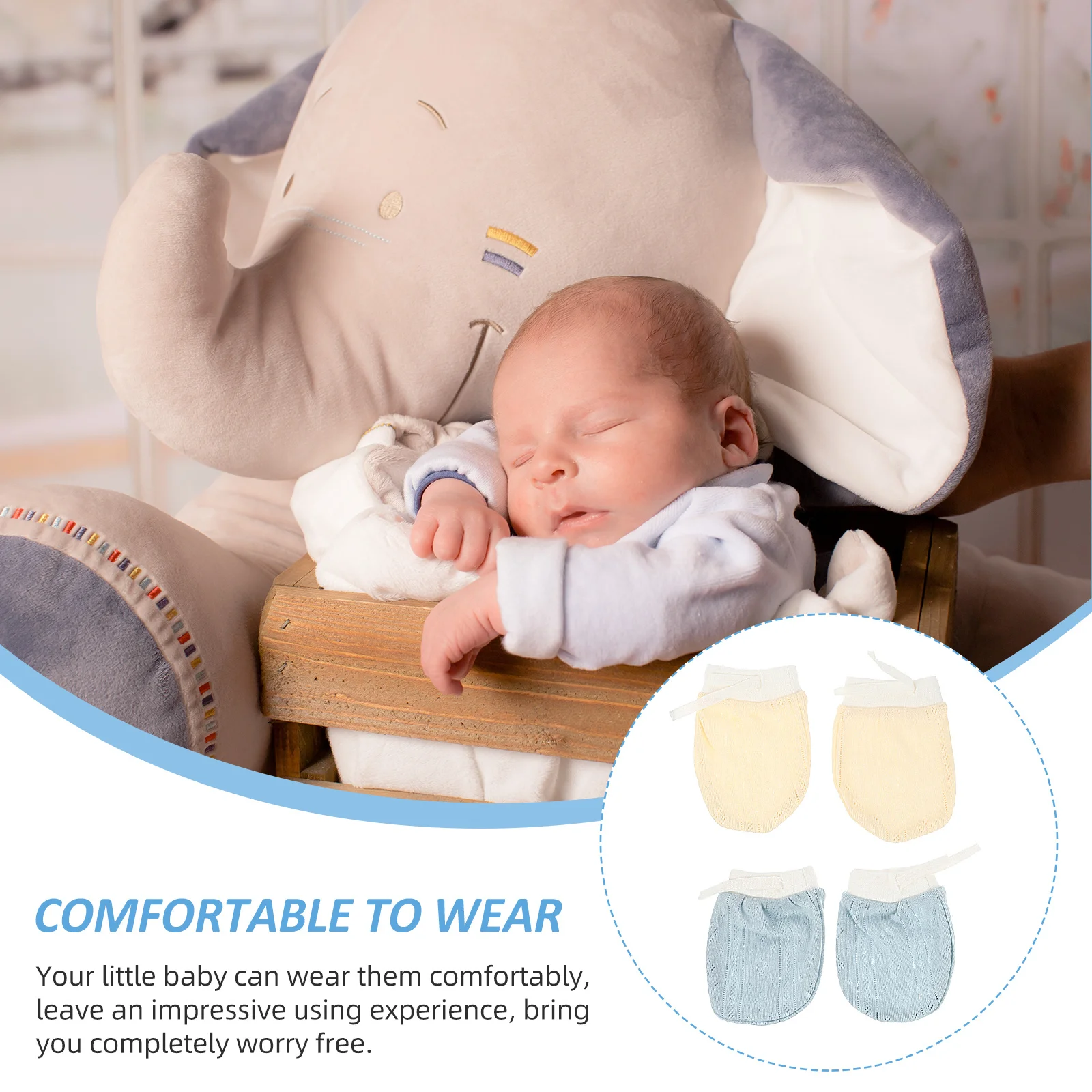 

2Pairs Anti-Scratch Baby Gloves Cotton Infant Mittens Gentle Touch Protect Newborn Skin Baby Mitten Anti-Scratch Infant Mitten