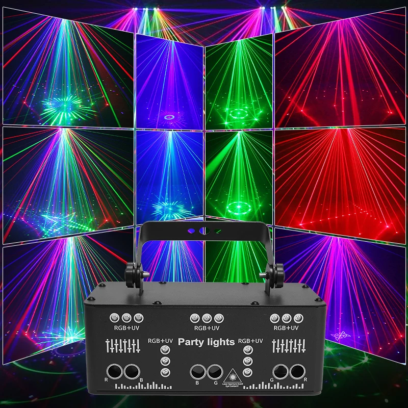 HCWE 21 Lens LED DJ Stage Projector with Strobe Effect Laser Lights for Party Disco Night Club Bar KTV Lighting System