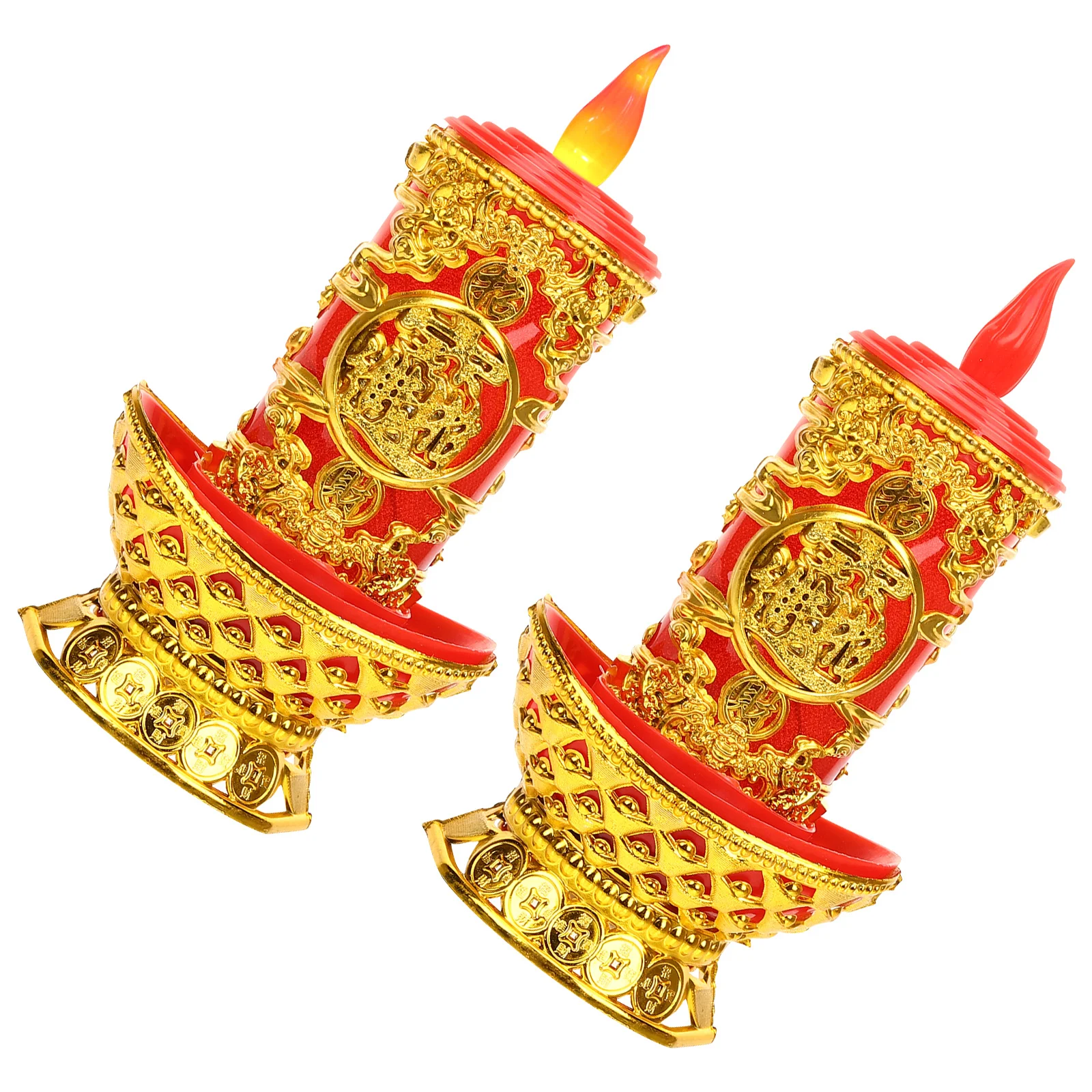 2 قطعة مصباح ليد الصينية التقليدية عديمة اللهب الشموع البوذية لوازم الشموع الكهربائية الزخرفية لليوجا غرفة نوم ساونا