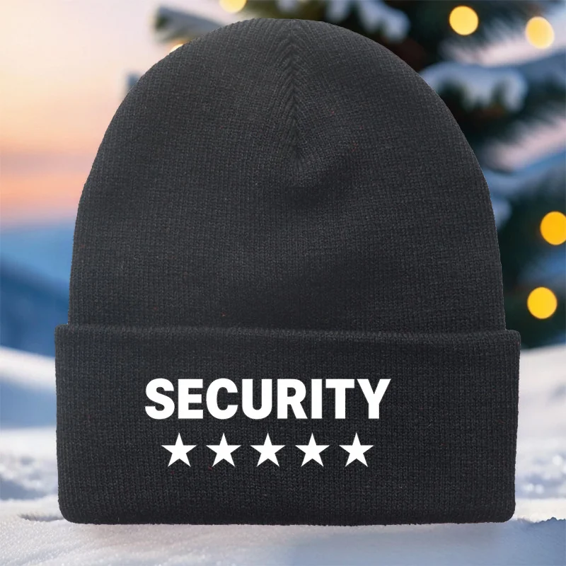1pc SECURITY Print Hat - Vintage Unisex Beanie Suitable for Security Personnel, Lightweight Warm Winter Cap for Outdoor