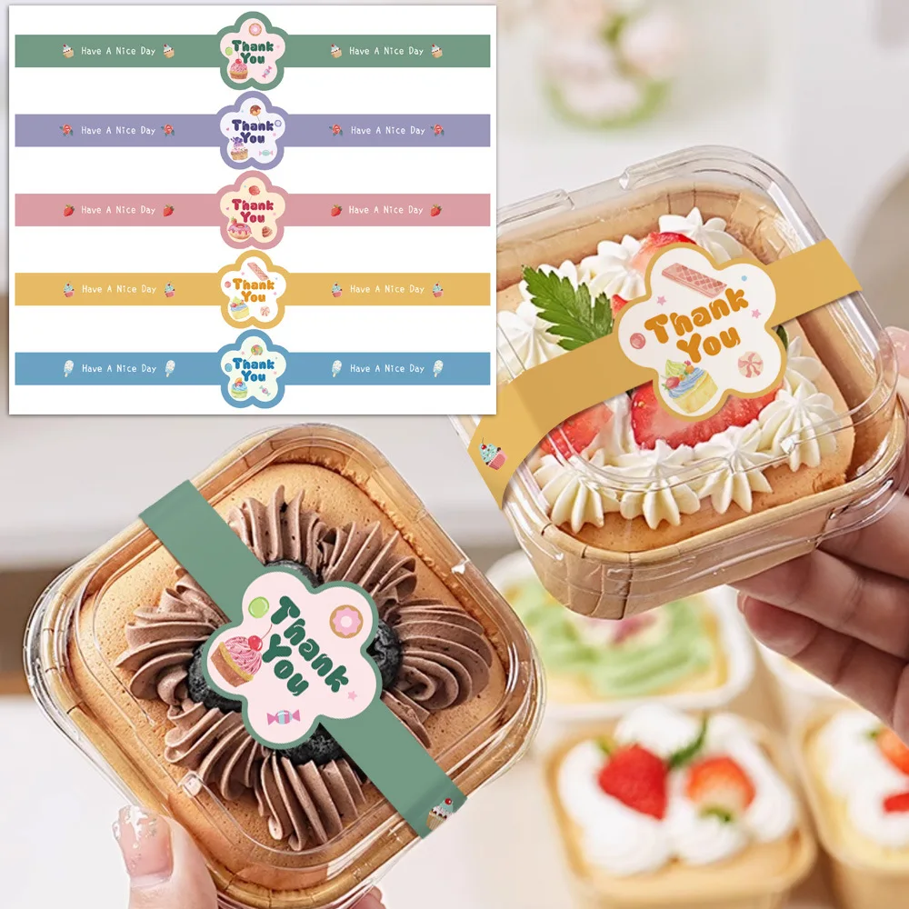 

50 шт./упак. красочные длинные этикетки для торта, наклейки для выпечки еды, клейкие наклейки «спасибо» для упаковки леденцов, конфет, хлеба