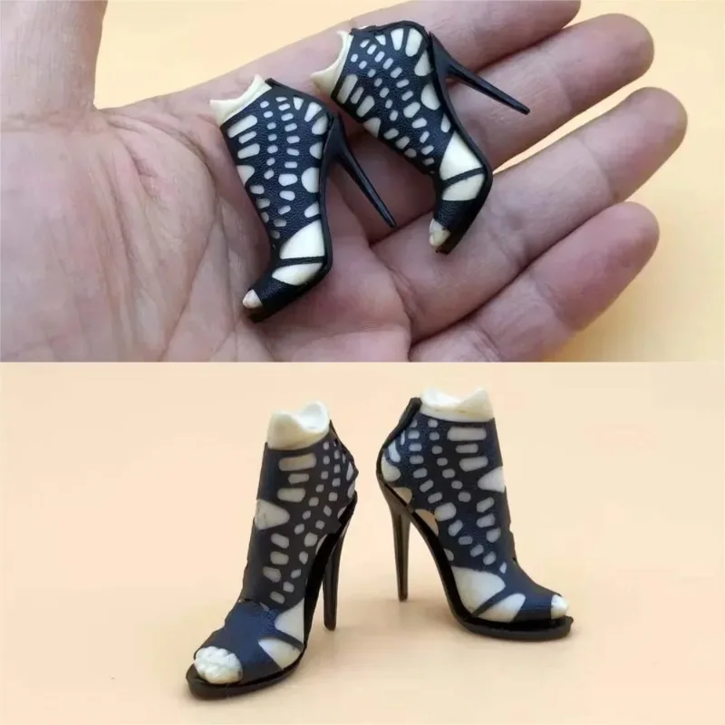 

1/6 Black Sexy High-heel Shoes Sandals with Feet Model Fit for 12in Phicen Tbleague Pale Color Action Figure Dolls Collections