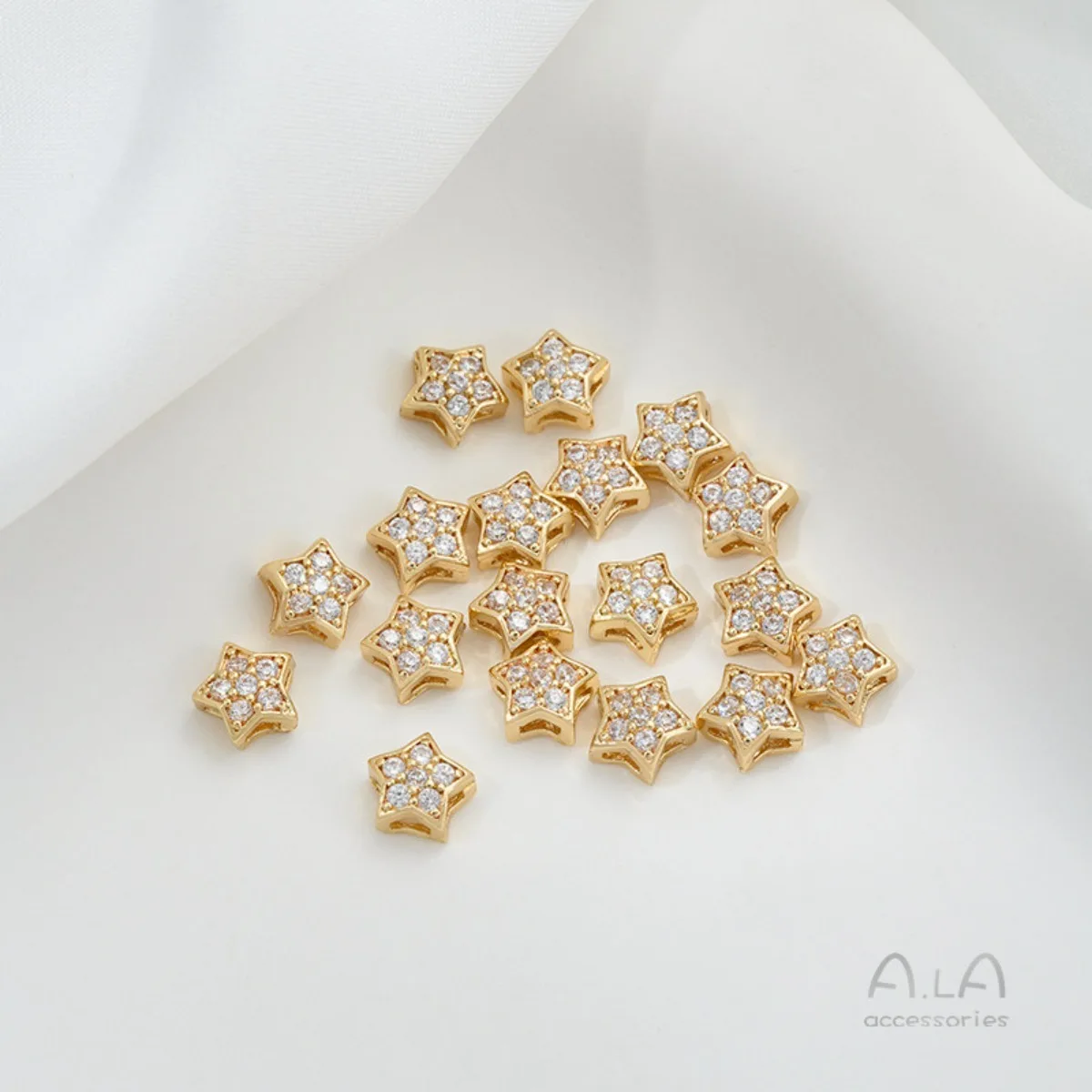 1pcs 6X3MM 14K Gold Plated 6mm Star Spacer Beads Inlaid Zircon DIY Handmade Jewelry Making Supplies