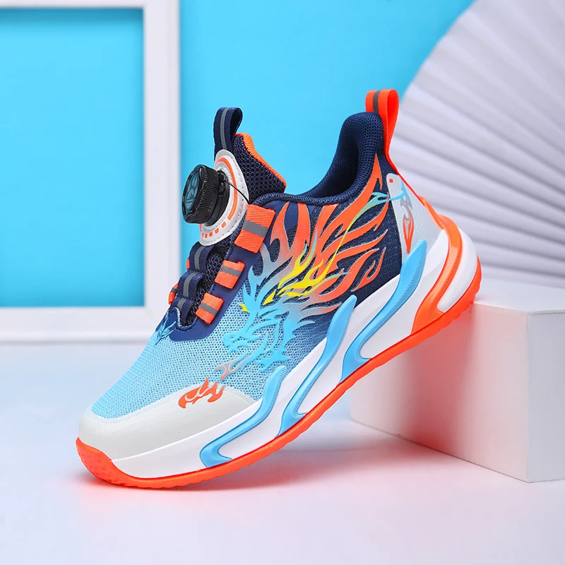 

2025 New Children Basketball Shoes Breathable Boys Basketball Sneakers Quick Lacing Outdoor Sneakers Non Slip Girls Sport Shoes