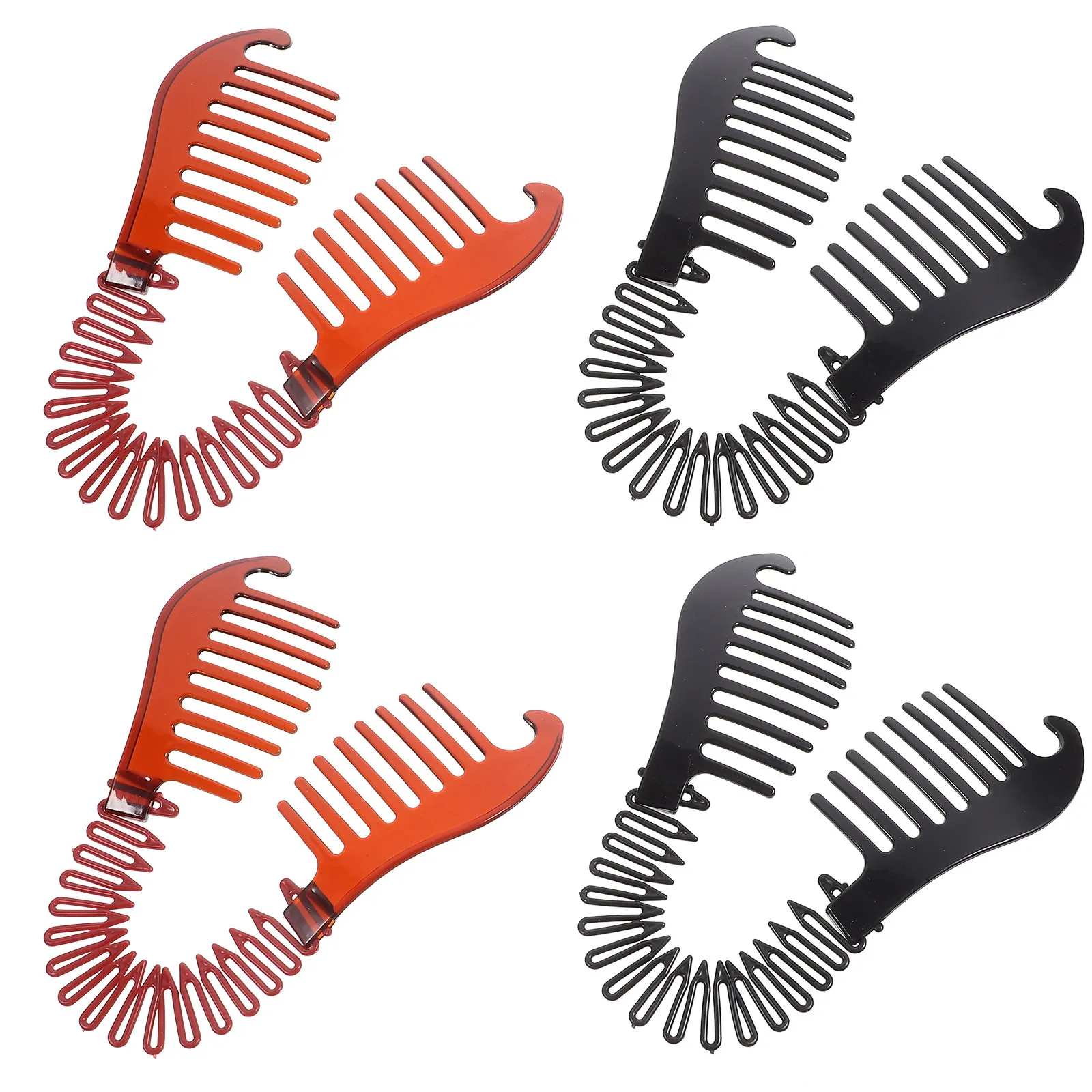 

4Pcs Fashion Plastic Hair Clips Banana Style Non-Slip Hair Ponytail Holder for Women Girls Styling Tool Black
