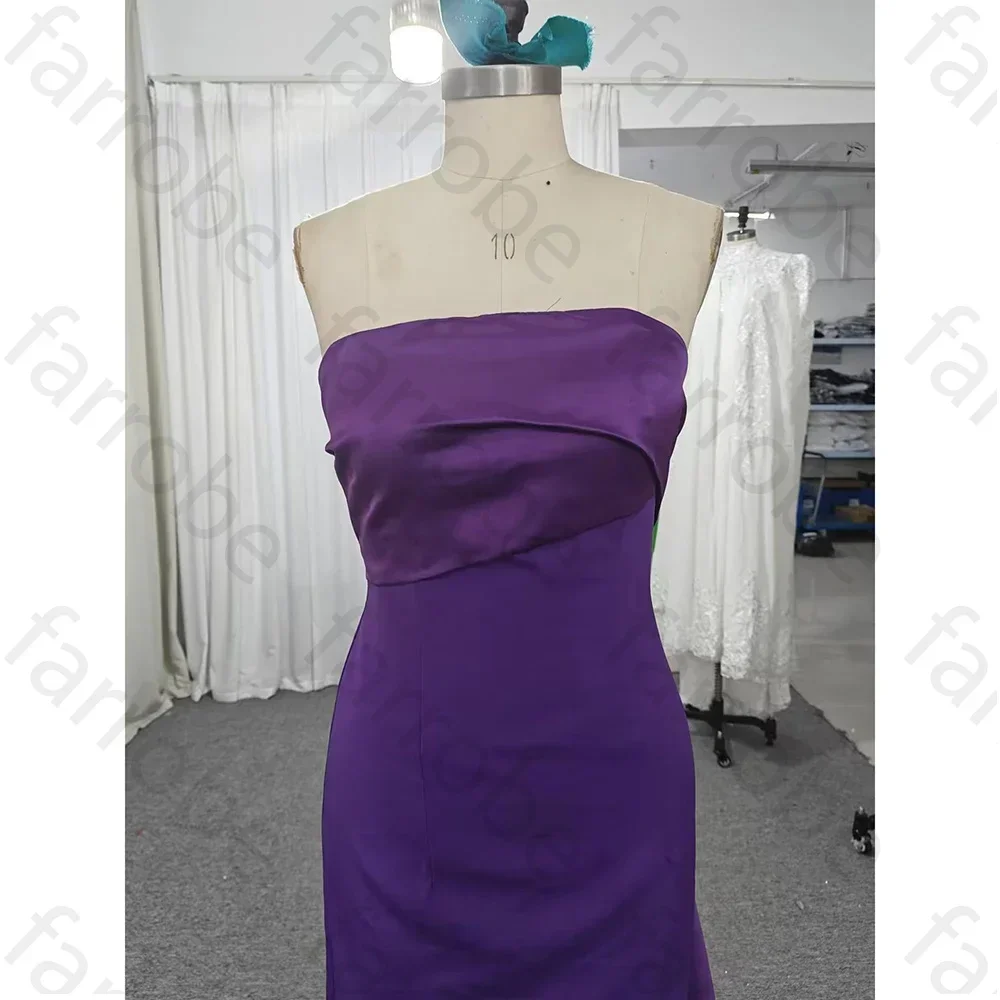 Personalizado vintage longo roxo muçulmano vestidos de noite sem costas em linha reta tornozelo comprimento varredura trem vestidos de baile para mulher 2024