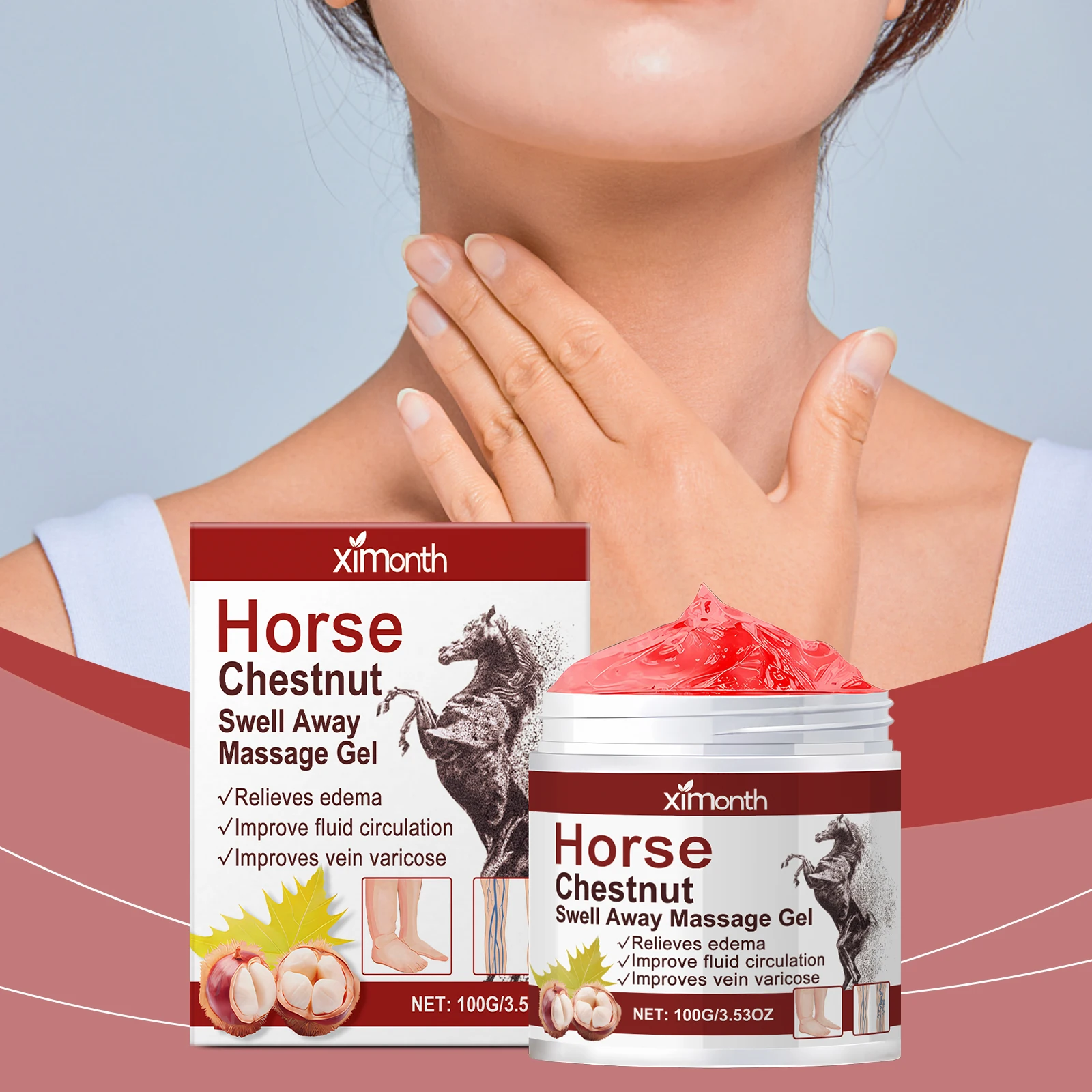 Horse Chestnut Swell Away Massage Gel - Edema Relief & Varicose Vein Support - Improves Circulation - 100g/3.5OZ