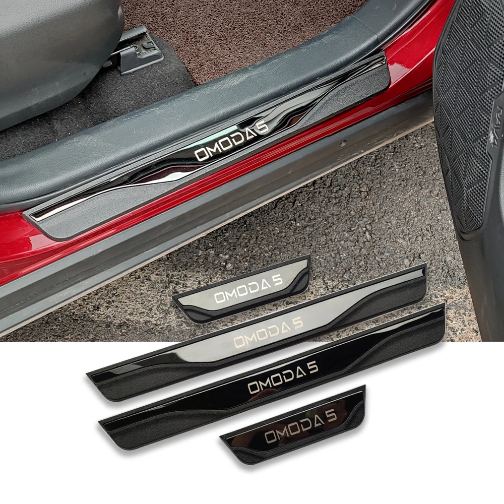 

Car Door Sill Protector Scuff Plate Pedal Threshold Styling Stickers Guard Trim 2022 2023 For Chery Omoda 5 Accessories