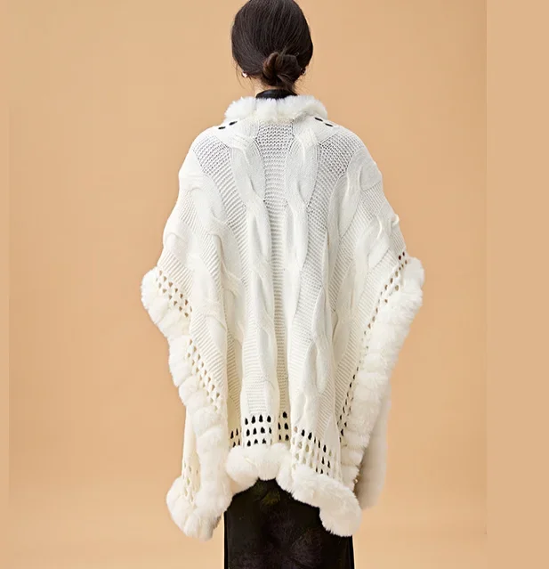 Nuovo Poncho in stile cinese Autunno e Inverno Scialle Cheongsam Capispalla Mantello in maglia spessa Cappotto in pelliccia sintetica Mantello nazionale P1
