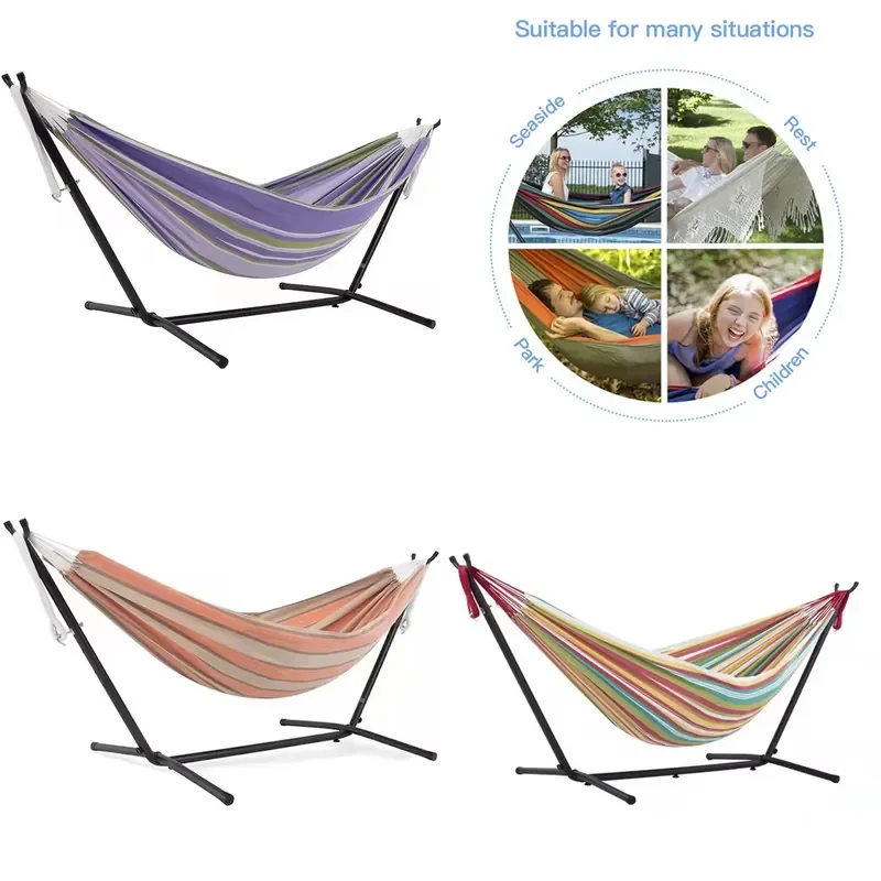 Brazilian Metal Swing Hammock Stand Outdoor Furniture Garden Swings for Camping Beach Hanging Chair Nylon Sleep Comfortable