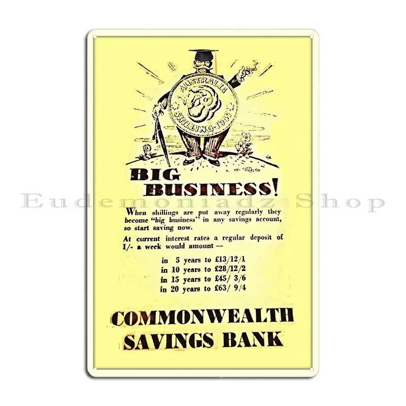 Big Business In Australia Metal Sign Wall Decor Cinema Printed Club Garage Tin Sign Poster