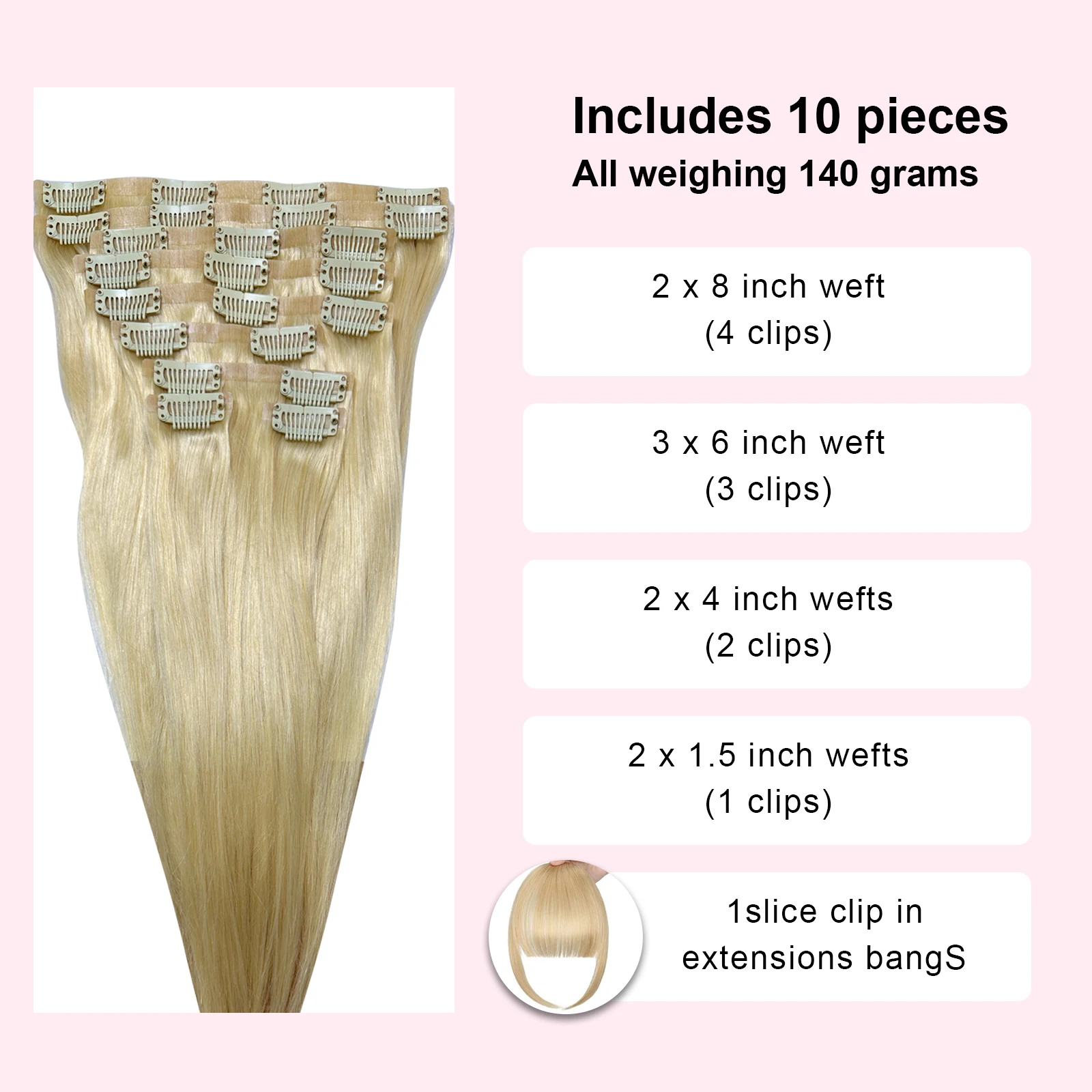 وصلات شعر بمشبك أشقر 100% شعر خام برازيلي 613 مشبك مستقيم على شكل عظمة في شعر بشري طبيعي غير مرئي بدون خياطة