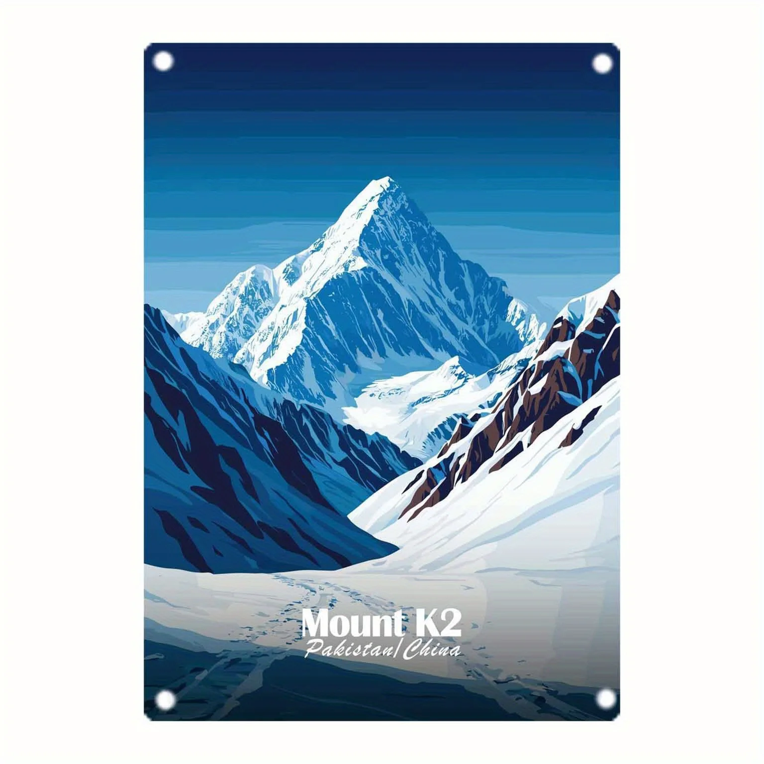 Vintage Metal Wall Art - Snow Mountain Landscape with 