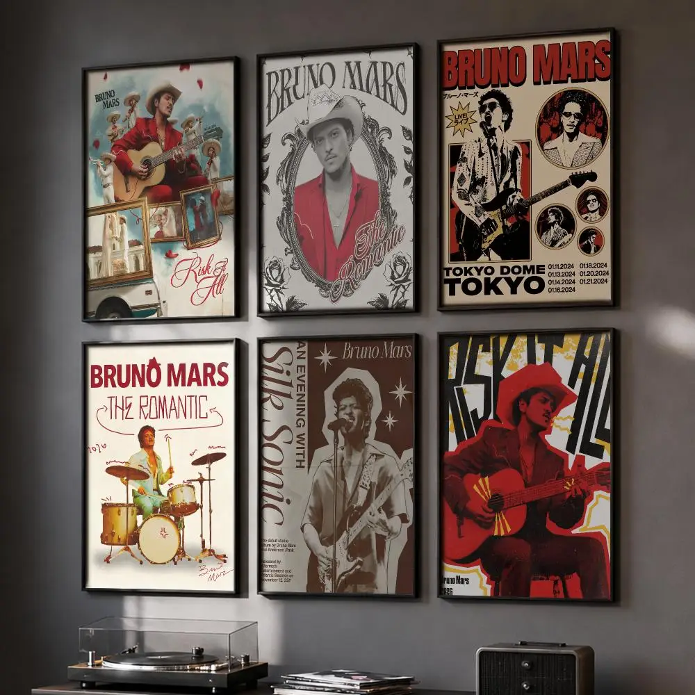 B-Bruno M-Mars Painting Calligraphy Aesthetic Canvas Poster Wall Art Print Vintage Painting Home Decor Living Room Bedroom
