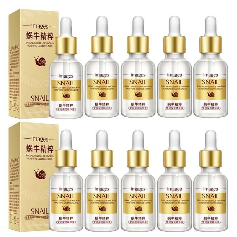 

10pcs Snail Serum Skin Care Facial Essence Fading Fine Lines Repair Essence Firming Face Brighten Anti-Aging Moisturizing 15ml