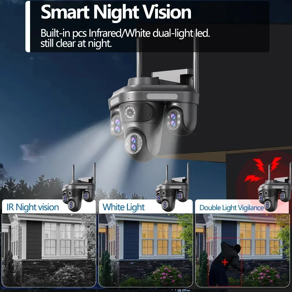 35MP WiFi Camera Outdoor 7 Len 4 Screen CCTV 10X Zoom Video Surveillance Auto Tracking CCTV WiFi Security Camera External IP Cam