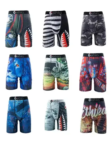 ETHIKA 1Pcs Men Underwear Sexy Boxershorts Breathable Mens Trunks Plus Size S-3XL Man Swimming Underpants Men's Panties Boxers