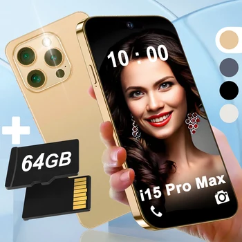 I15 Pro Max 5G 스마트폰 및 64GB TF 세트, 안드로이드 13, 7.6 인치 FHD 잠금 해제 휴대폰, 7800mAh, 듀얼 SIM, 페이스 ID 5G 휴대폰