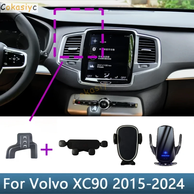 Auto-Handyhalterung mit Spezialhalterung für Volvo XC90 2015-2024, Kabellose Ladezubehör