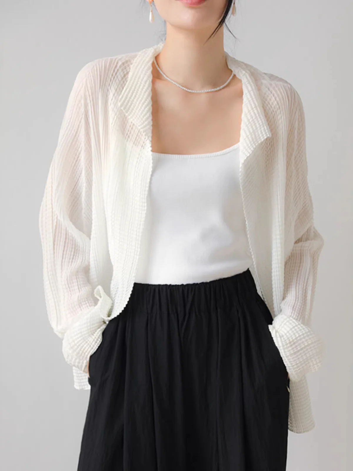 

Women's Spring Summer Thin Sun Protection Clothing Corn Grain Three-Style Fashion Air Conditioner Cardigan Versatile Outerwear