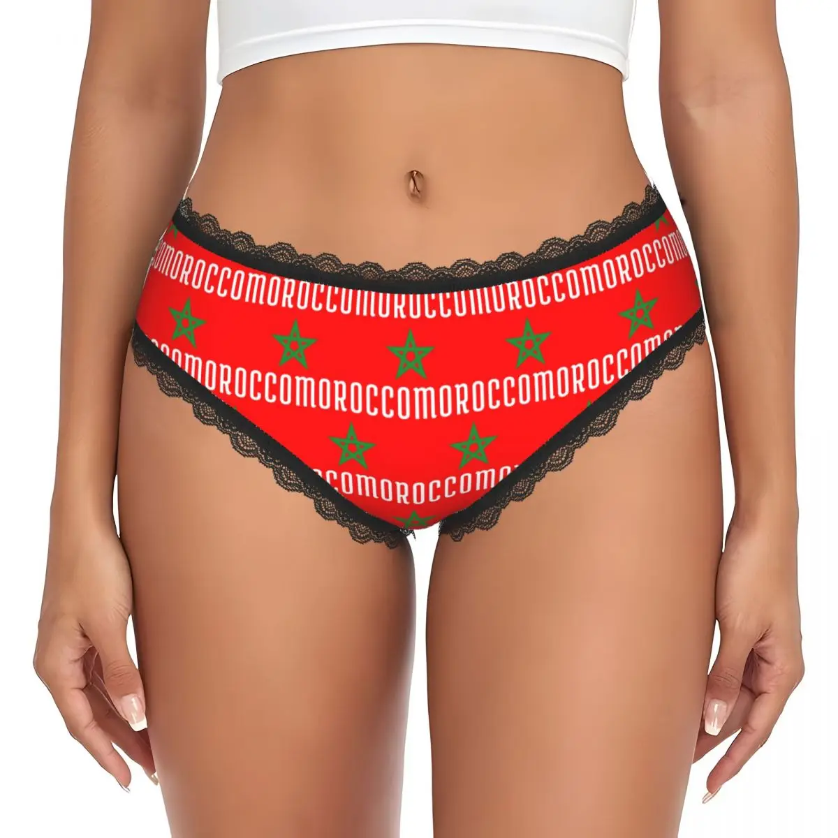 Custom Flag Of Morocco Moroccan Flag Panties Briefs Women's Comfort Briefs Underwear Breathable Female Underpants