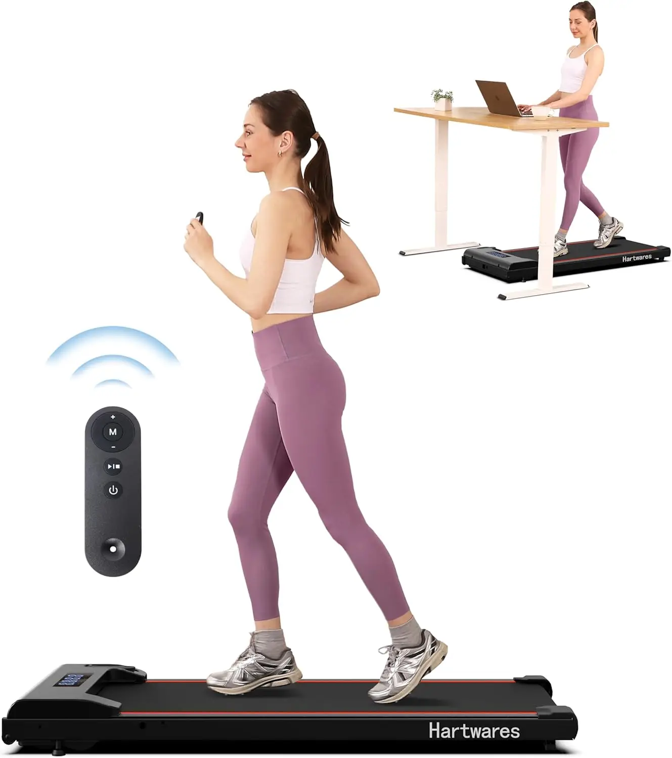 

Walking Pad Under Desk Treadmill - Portable With Remote Control, 2.5HP Brushless Motorized, 2 in 1 for Home Office