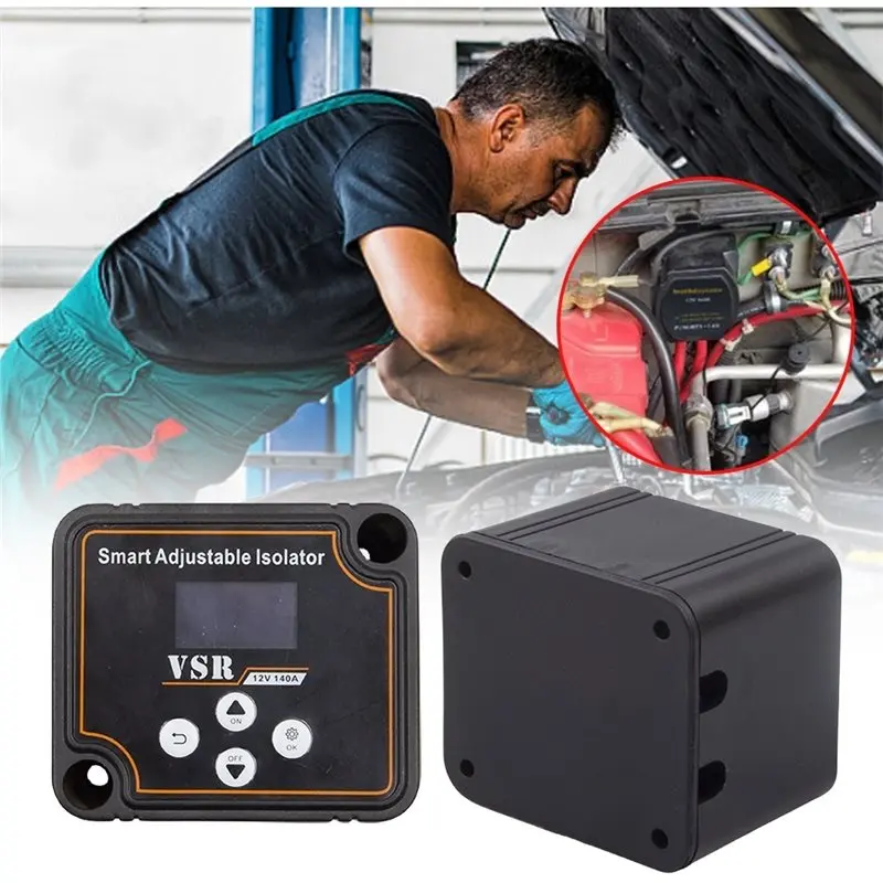 ABVC Dual Battery 12V 140A Smart Isolator Car Relay LCD Display Digital Voltage Sensitive Setting Split Charge VSR