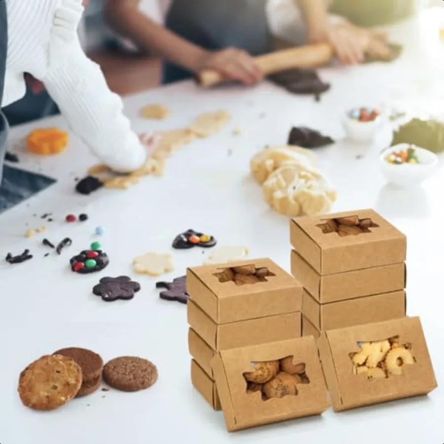 100er-Pack Seifenkisten aus Kraftpapier, Kraft-Leckerli-Boxen mit Fenster, Rec-Seifenverpackungen, Verpackung, Seifenherstellung, Kleiderbügel für Bäckerei, Süßigkeiten, Ch