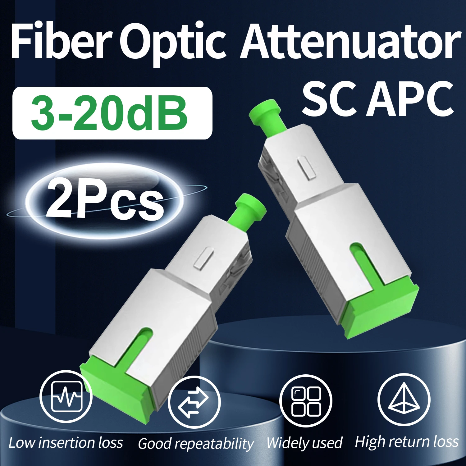 

2PCS SC APC Fiber Optic Attenuator Female to Male 3dB 5dB 7dB 10dB 15dB 20dB Single Mode fixed attenuator Inserts Connector FTTH