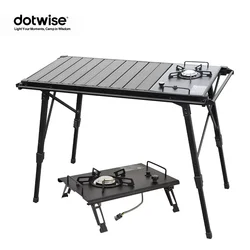 IGT Table with Stove Camping Folding Removable Adjustable Height Lightweight Camp BBQ Grill Table Outdoor Picnic Fishing Table