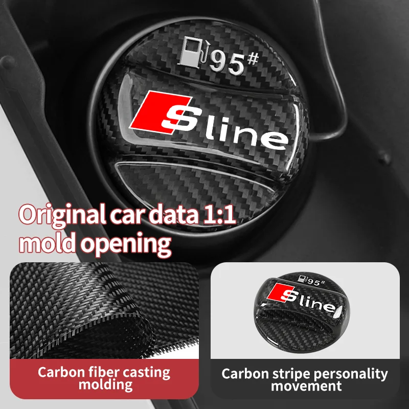 Car Carbon Fibre Fuel Cap 95# 98# Decorative Tank Covers For Audi A1 A3 A4 A5 A6 A7 A8 Q2 Q3 Q5 Q7 Q8 Quattro S7 S8 S3 S4 RS5 RS