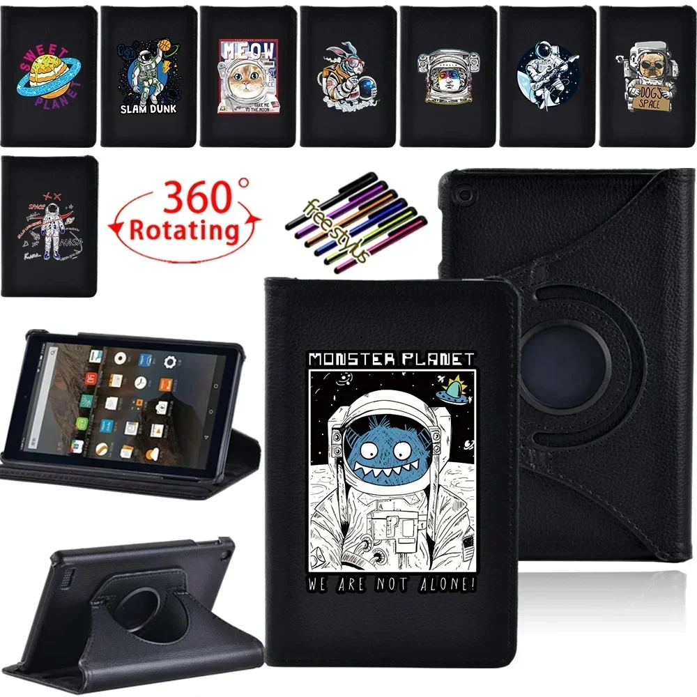 

Universal Tablet Case for Fire 7 5th Gen 2015/9th Gen 2019/7th Gen 2017 Astronaut Print 360-degree Rotatable Stand