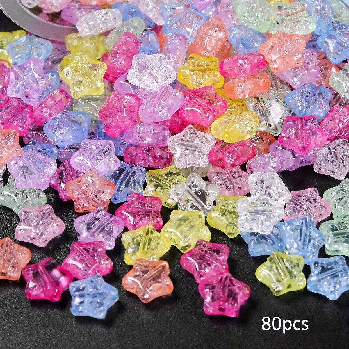 خرزات متفرقعة على شكل قلب ونجمة لصنع المجوهرات ، قلادة مصنوعة يدويًا ، أقراط ، سلسلة مفاتيح ، ملحقات هاتف ، تصنعها بنفسك ، 10: 80