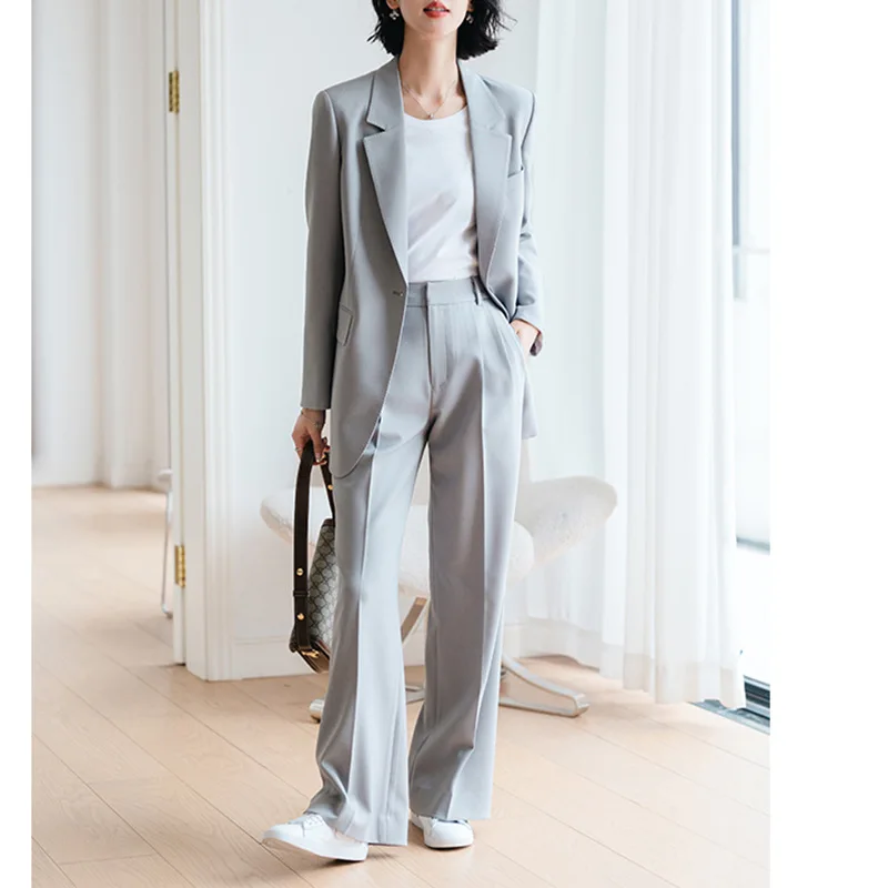 Allingentle Women's Suit Pantsuit 2 Piece 1-Button Blazer & Pants Fashion Regular Fit Suit for Casual Office Customize