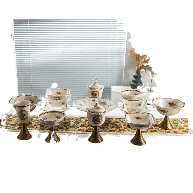 

Xinjiang ethnic style Uygur fruit plate set, European home ceramic fruit plate 12 sets