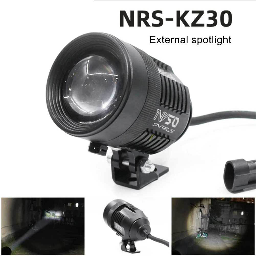 

Motorcycle Spotlight Telescopic Adjustment Laser Barrel External Spotlight Integrated 6500K 5000LM LED Lamp Easy to Install