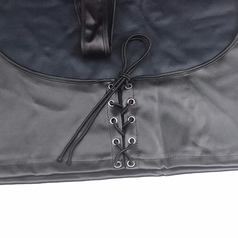 Faux Leather Lace-Up Spanking Skirt Sex Fetish Clubwear Open Hip Bondage Skirts Toys