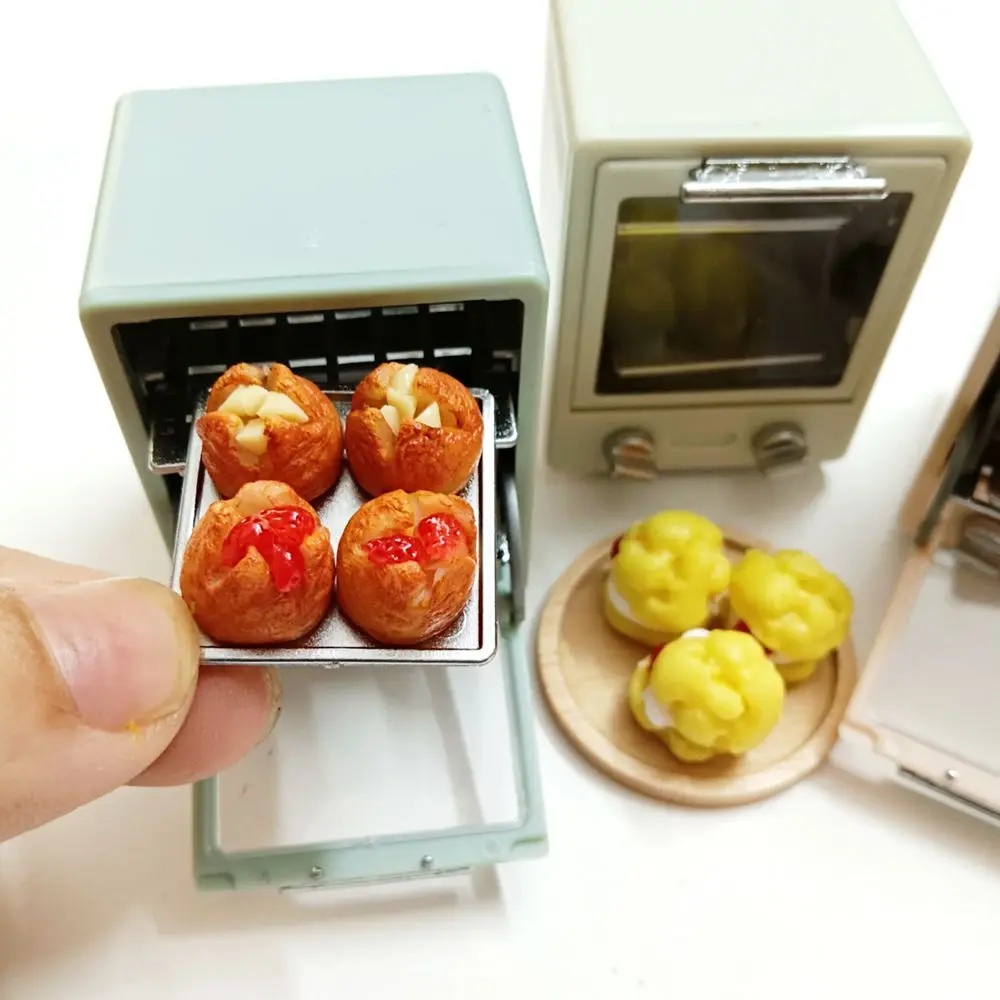 NEW Miniature Microwave Oven 1/6 Scale Dollhouse Mini Cheese Bread Puff for Blyth BJD Doll House Kitchen Play Toys Accessories